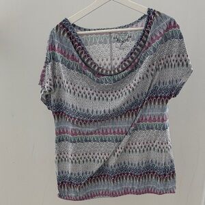 Sonoma Multicolor Geometric Short Sleeve Top